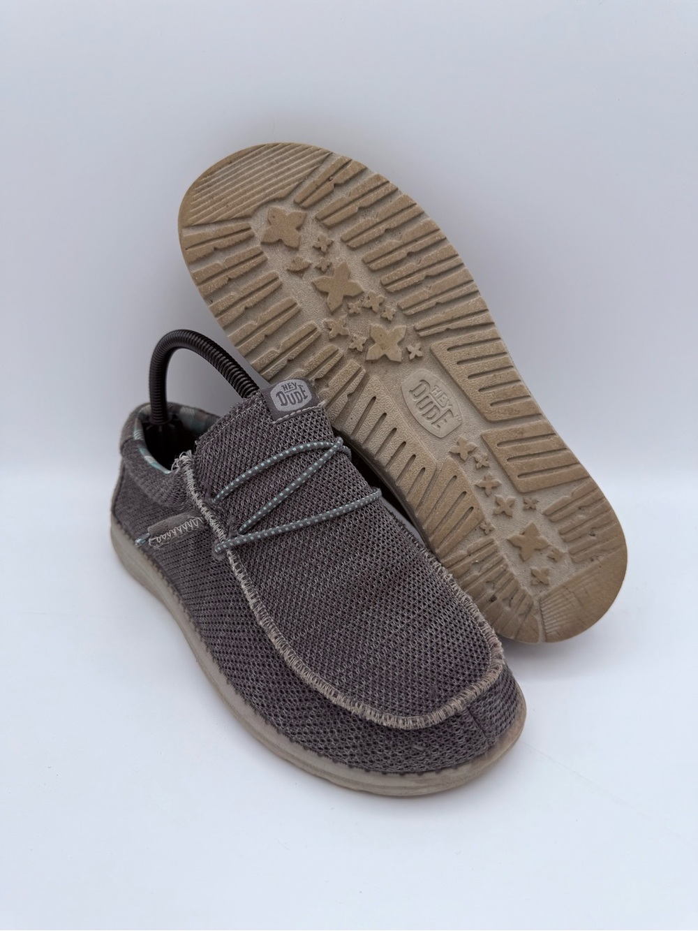 Youth Men's Hey Dude Wally Sox Casual Slip-On Comfort Charcoal Grey Shoes Size 6